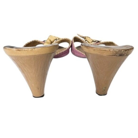 VTG Salvatore Ferragamo Women’s Sz 12 B Mauve Pink Leather Slip On Heels w/ Bow - Picture 5 of 15